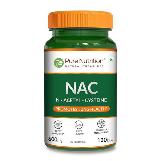 Pure Nutrition NAC (N-Acetyl L-Cysteine) 600mg - 120 Veg Capsules | Powerful Antioxidant Support for Immunity, Lung & Respiratory Health | Enhances Liver Detox, Reduces Oxidative Stress, Boosts Cellular Health for Men & Women