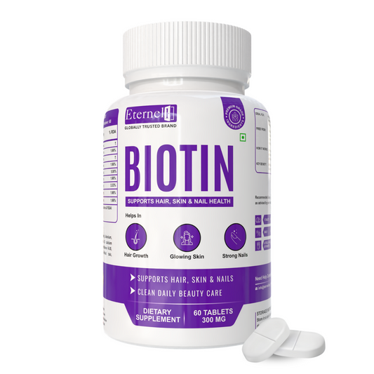 Eternell® Biotin Tablets | 40 MCG Biotin with Zinc & Selenium | Supports Hair, Skin & Nail Health | 60 Tablets