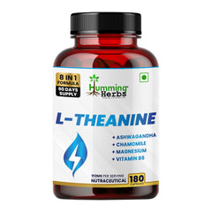 Humming Herbs L-Theanine with Ashwagandha, Chamomile, Magnesium, Vitamin B6, Vitamin B12 & Zinc | Veg Capsules | 912mg | 8-in-1 Daily Nutrition Blend