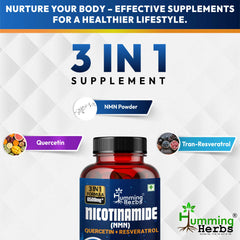 Humming herbs Humming herbs 100% 10 E14 Humming Herbs NMN Nicotinamide Mononucleotide with Resveratrol & Quercetin | Supports Cellular Health, Boosts NAD+ Levels, Promotes Energy & Healthy Aging | Advanced Anti-Aging Formula Summarise this data