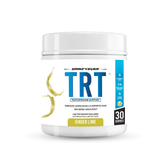 Gainz4Ever TRT Testosterone Support Powder for Men, Ginger Lime, 300g (30 Servings) | D-Aspartic Acid 3g, Tribulus, Safed Musli, Maca Root & Sea Moss | Supports Strength, Stamina, Energy & Performance | No Added Sugar