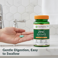 Pure Nutrition Zinc Glycinate Supplement (66 mg) | 120 Veg Capsules | 13.2 mg Elemental Zinc | Daily Zinc Supplement for Skin, Hair & General Wellness