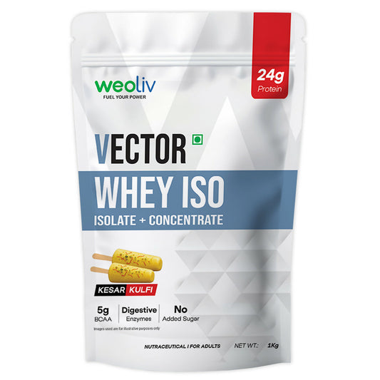 weoliv FUEL YOUR POWER VECTOR WHEY ISO | ISOLATE + CONCENTRATE | KESAR KULFI | 1KG