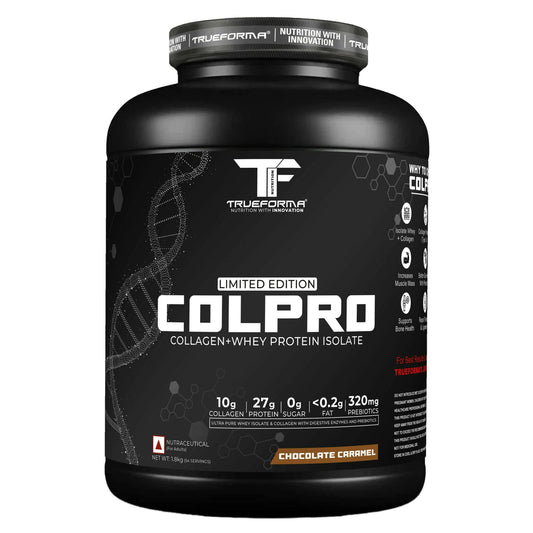 TRUEFORMA ColPro Collagen Limited Edition + Whey Protein Isolate Powder | 27g Protein, 10g Collagen Peptides, 320mg Prebiotics & Digestive Enzymes | 0g Sugar, Low Fat |1.8kg (54 Servings)