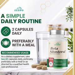 ZESPO® Beta Sitosterol Capsules | 1200 mg Plant Sterols Complex per Serving | Supports Immune Function & Healthy Cholesterol Levels | 60 Capsules