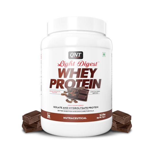 QNT Light Digest Whey Protein Powder for Muscle Building | Best Whey Protein for Beginners with Advanced SKIN Care | Boosts Strength & Endurance