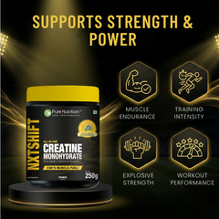 Pure Nutrition® NXTSHIFT All-In-One Creatine Monohydrate | Enriched with Taurine & Magnesium | Supports Muscle Strength, Energy & Endurance | 62 Servings | 250g (Orange Flavour)