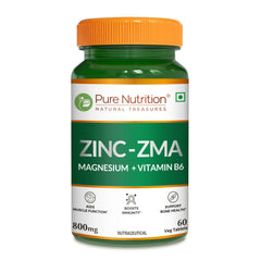 Pure Nutrition Zinc ZMA | With Zinc, Magnesium Aspartate & Vitamin B6 for Muscle Recovery, Deep Sleep & Bone Health | 60 Veg Tablets