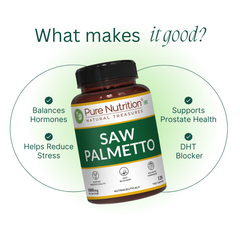 Pure Nutrition Saw Palmetto 1000mg Extract | 120 Vegan Capsules | Supports Prostate Health | Boosts Urinary Function | Natural Herbal Supplement