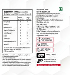 Elixir CREA+ Unflavoured | Pure Creatine Monohydrate 3g + Taurine 1g per Serving | 250g, 62+ Servings | HPLC Tested by Eurofins | No Additives | Stack-Friendly | Vegetarian