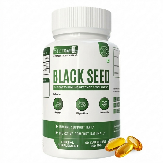 Eternell Black Seed Extract Capsules | 500 mg Nigella Sativa (Kalonji) Supplement for Immune Herbal Support, Antioxidant & Metabolism | | Supplement for men & women | 60 Veg Capsules