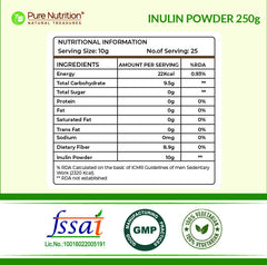 Pure Nutrition Prebiotic Inulin Fiber Powder 250g | Prebiotic Fiber for Gut Health & Digestion | Non-GMO, Gluten-Free, Lactose-Free, Soy-Free | No Added Sugar | Supports Healthy Gut Microbiota