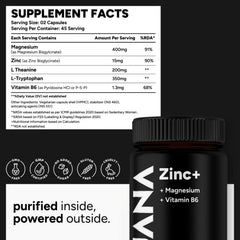 UJANA Zinc+ with Magnesium, L-Theanine, L-Tryptophan & Vitamin B6 – 90 Vegetarian Capsules