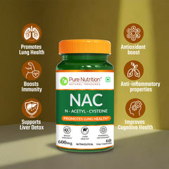 Pure Nutrition NAC (N-Acetyl L-Cysteine) 600mg - 60 Veg Capsules | Powerful Antioxidant Support for Immunity, Lung & Respiratory Health | Enhances Liver Detox, Reduces Oxidative Stress, Boosts Cellular Health for Men & Women
