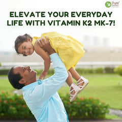 Pure Nutrition Vitamin K2 MK7 with Vitamin D3 Tablets for Men & Women | Supports Bone Strength, Heart Health & Calcium Absorption | K2 MK-7 Supplement – 60 Veg Tablets