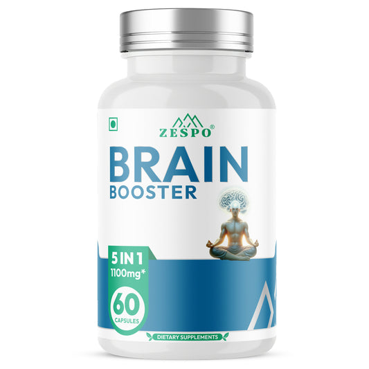 ZESPO Brain Booster 1100mg with L-Theanine, GABA, Lion's Mane & Bacopa - 60 Capsules