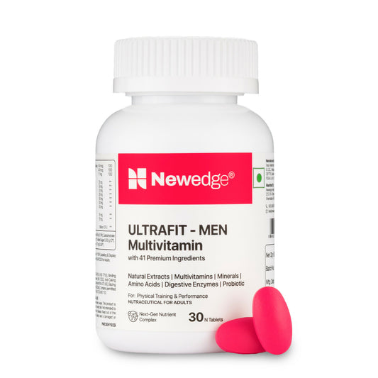 Newedge Ultrafit Men Multivitamin | 41-in-1 Formula | Vitamins, Minerals, Probiotics & Enzymes | Strength, Stamina, Focus & Recovery | For Gym & Active Men.