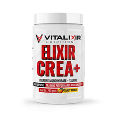 Elixir CREA+ Unflavoured | Pure Creatine Monohydrate 3g + Taurine 1g per Serving | 250g, 62+ Servings | HPLC Tested by Eurofins | No Additives | Stack-Friendly | Vegetarian