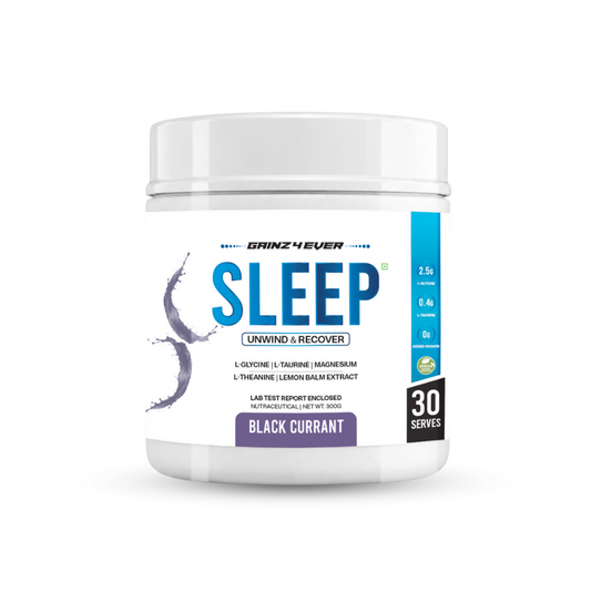 Gainz4Ever Sleep Support | L-Glycine, L-Taurine, Magnesium, L-Theanine & Lemon Balm Extract | Relaxation, Recovery & Sleep Support Formula | Black Currant Flavour | 30 Servings | 300g