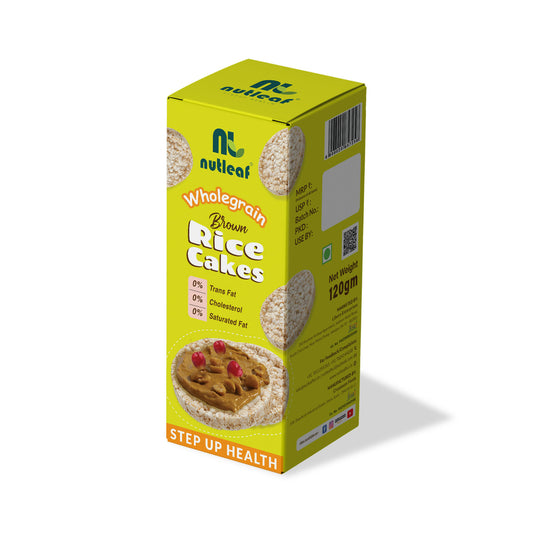 Nutleaf Wholegrain Brown Rice Cakes | Healthy Snack | 0% Trans Fat | Low Fat | Crunchy Rice Cakes