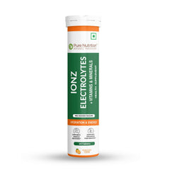 Pure Nutrition Ionz Electrolytes Zero Sugar Added | 20 Effervescent Tablets Moroccan Orange Flavour | For Instant Hydration, Energy, Performance & Recovery