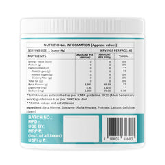 Weoliv Beta Alanine Powder | Supports Endurance & Fatigue Reduction | Unflavoured | 4g Beta Alanine (Per Serve) | 250g