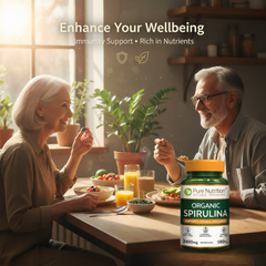 Pure Nutrition Organic Spirulina 2400mg (Per Serving), 180 Veg Tablets | Spirulina Powder Organic Tablets | Supports Healthy Skin & Boost Immunity | Support Weight Management & Detoxification