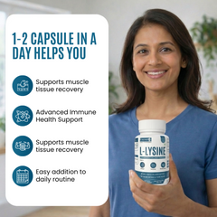 Eternell® L-Lysine Capsules | 450 MG L-Lysine | Supports Collagen Formation, Muscle Recovery & Immunity | 60 Capsules
