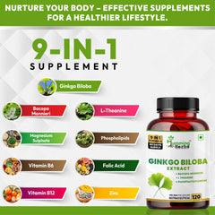 Humming Herbs Ginkgo Biloba with Bacopa, L-Theanine, Phosphatidylserine, Vitamin B6, B12, Magnesium, Folic Acid & Zinc | 9-in-1 Daily Nutrition Blend