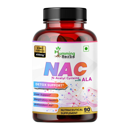Humming Herbs NAC supplement with Alpha Lipoic Acid - Cellular Detox & Antioxidant Support for Liver, Respiratory Health & Overall Wellness - 450mg - 90 Capsules