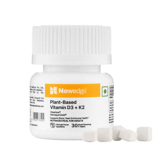 NewEdge Plant-Based Vitamin D3 + K2 | Vitashine® & MenaquinGold® | Supports Bone, Heart & Immune Health