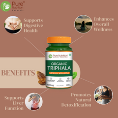 Pure Nutrition Organic Triphala 120 Veg Tablets | Supports Colon Cleanse, Healthy Digestion, Weight Management & Improved Bowel Wellness | Relieves Constipation