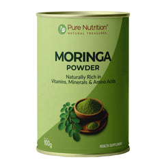 Pure Nutrition Moringa Powder, 100gm | Helps in weight management | Reduces stress levels | Improves immunity and energy levels | Packed with vitamins, minerals and amino acids
