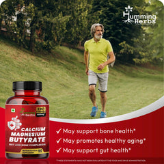 Humming Herbs Calcium Magnesium Butyrate Capsules 2-in-1 Formula Elemental Calcium & Magnesium Blend Gut & Bone Companion 90 Capsules