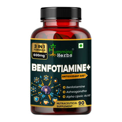 Humming Herbs Benfotiamine+ 600mg with Ashwagandha & Alpha Lipoic Acid - Antioxidant & Energy Support - Promotes Nerve Health & Metabolic Function