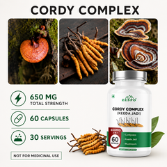 Zespo Cordyceps Complex (Keeda Jadi) 650mg with Reishi & Turkey Tail Mushroom - 60 Capsules