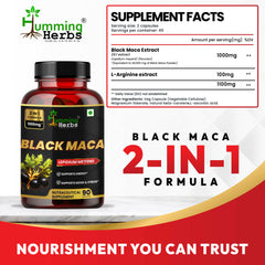 Humming Herbs Black Maca 2 in 1 Formula with L-Arginine 60 Capsules 1100mg per serving