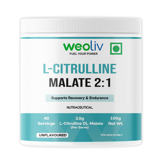 Weoliv L-Citrulline Malate 2:1 Powder | Supports Recovery & Endurance | Unflavoured | 2.5g L-Citrulline DL Malate (Per Serve) | 100g