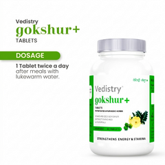 Vedistry® Gokshur+ Tablets | Standardized Gokshur Extract Enriched with Pippali | Strengthens Energy & Stamina | 60 Tablets