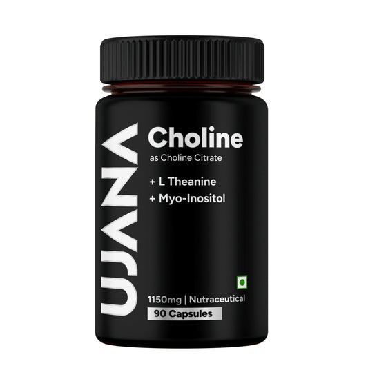 UJANA Choline with Myo-Inositol, L-Theanine, Zinc, Vitamin B6, Vitamin B12 & Vitamin D3 – 1150 mg Formula – 90 Vegetarian Capsules – 45 Day Pack