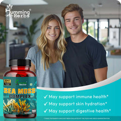 Humming Herbs Sea Moss Complex 90 Capsules - With Irish Sea Moss Powder, Bladderwrack | Bio available Minerals for Thyroid, Skin and Joint Support