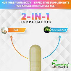 Humming Herbs NAC supplement with Alpha Lipoic Acid - Cellular Detox & Antioxidant Support for Liver, Respiratory Health & Overall Wellness - 450mg - 90 Capsules