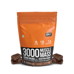 QNT Muscle Mass 3000 | Weight Gainer and Muscle Gainer Supplement (18g Protein, 1.5g Dietary Fibre, 110g Carbs) Per Serve