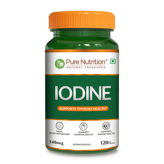 Pure Nutrition Iodine (140 mcg), 120 Veg Capsules | Thyroid Support Supplement for Men & Women | Boosts Metabolism, Energy, Immunity & Mental Clarity | Maintains Healthy Cellular Function