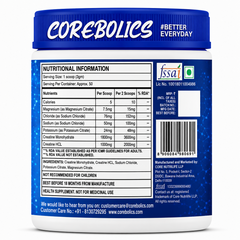 COREBOLICS Creatine with Electrolytes – Unflavoured Formula for Strength, ATP Energy, Endurance & Faster Recovery