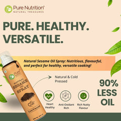 Pure Nutrition Black Sesame Oil Spray - 200ml | 100% Pure, Natural & Cold-Pressed | Cook Healthy with 10X Less Oil | Rich in Antioxidants & Nutrients | Ideal for Saut ing, Grilling & Salad Dressings | Heart-Healthy Oil