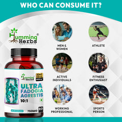 Humming Herbs Ultra Fadogia Agrestis Capsules | Tongkat Ali, Maca Root Extract | Natural Energy and Vitality Boost