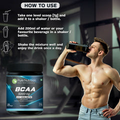 Pure Nutrition BCAA 2:1:1 (250g) | Unflavored Branched Chain Amino Acids with L-Leucine, L-Isoleucine & L-Valine | Sugar-Free Amino Acid Supplement | 35 Servings | Muscle Growth & Workout Recovery