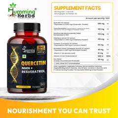 Humming Herbs Quercetin Supplement - NMN plus Resveratrol Extract - 90 Capsules