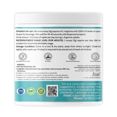 Weoliv L-Arginine Amino Acid Powder | Supports Recovery & Endurance | Unflavoured | 3g L-Arginine (Per Serve) | 100g